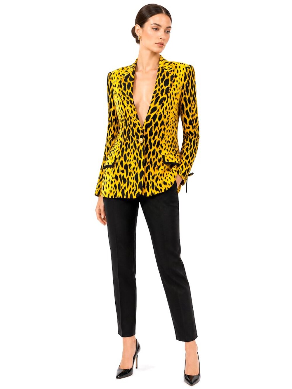 1992 Gianni Versace Couture Leopard Silk Runway Blazer IT 42